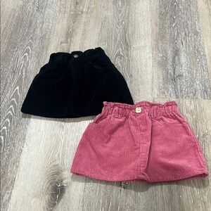 Zara kids size 2-3 pink and black corduroy mini skirts